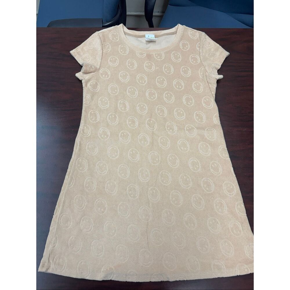 Offline by Aerie Tan Terry Dress with Smiley Faces Size Medium